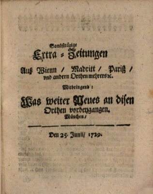 Mercurii Relation, oder wochentliche Ordinari Zeitungen von underschidlichen Orthen (Süddeutsche Presse) Samstag 25. Juni 1729