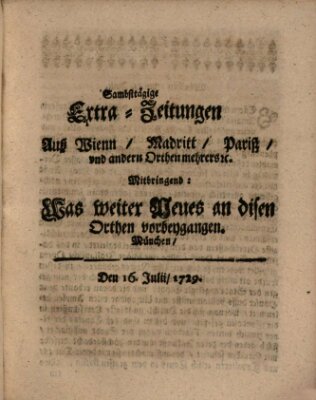 Mercurii Relation, oder wochentliche Ordinari Zeitungen von underschidlichen Orthen (Süddeutsche Presse) Samstag 16. Juli 1729