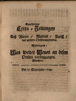 Mercurii Relation, oder wochentliche Ordinari Zeitungen von underschidlichen Orthen (Süddeutsche Presse) Samstag 17. September 1729