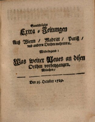 Mercurii Relation, oder wochentliche Ordinari Zeitungen von underschidlichen Orthen (Süddeutsche Presse) Samstag 15. Oktober 1729