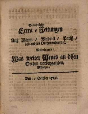 Mercurii Relation, oder wochentliche Ordinari Zeitungen von underschidlichen Orthen (Süddeutsche Presse) Samstag 22. Oktober 1729