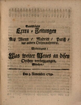 Mercurii Relation, oder wochentliche Ordinari Zeitungen von underschidlichen Orthen (Süddeutsche Presse) Samstag 5. November 1729