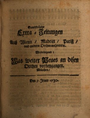 Mercurii Relation, oder wochentliche Ordinari Zeitungen von underschidlichen Orthen (Süddeutsche Presse) Samstag 7. Januar 1730