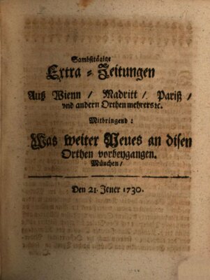 Mercurii Relation, oder wochentliche Ordinari Zeitungen von underschidlichen Orthen (Süddeutsche Presse) Samstag 21. Januar 1730