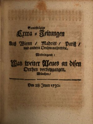 Mercurii Relation, oder wochentliche Ordinari Zeitungen von underschidlichen Orthen (Süddeutsche Presse) Samstag 28. Januar 1730