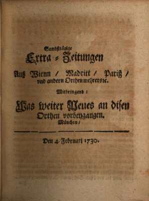 Mercurii Relation, oder wochentliche Ordinari Zeitungen von underschidlichen Orthen (Süddeutsche Presse) Samstag 4. Februar 1730