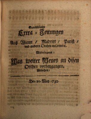 Mercurii Relation, oder wochentliche Ordinari Zeitungen von underschidlichen Orthen (Süddeutsche Presse) Samstag 20. Mai 1730