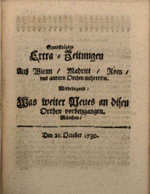 Mercurii Relation, oder wochentliche Ordinari Zeitungen von underschidlichen Orthen (Süddeutsche Presse) Samstag 28. Oktober 1730