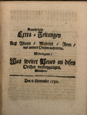 Mercurii Relation, oder wochentliche Ordinari Zeitungen von underschidlichen Orthen (Süddeutsche Presse) Samstag 11. November 1730