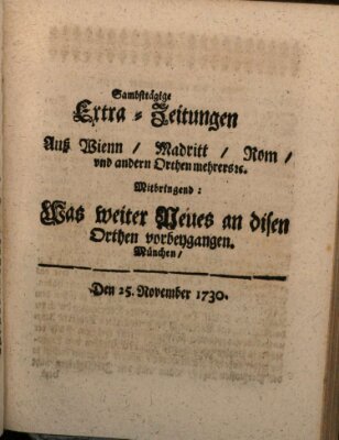 Mercurii Relation, oder wochentliche Ordinari Zeitungen von underschidlichen Orthen (Süddeutsche Presse) Samstag 25. November 1730