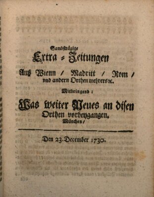 Mercurii Relation, oder wochentliche Ordinari Zeitungen von underschidlichen Orthen (Süddeutsche Presse) Samstag 23. Dezember 1730