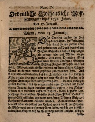 Ordentliche wochentliche Post-Zeitungen Samstag 27. Januar 1731