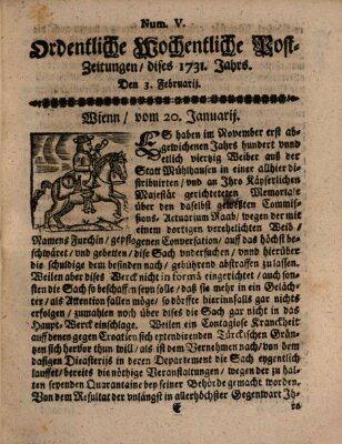 Ordentliche wochentliche Post-Zeitungen Samstag 3. Februar 1731