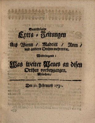 Mercurii Relation, oder wochentliche Ordinari Zeitungen von underschidlichen Orthen (Süddeutsche Presse) Samstag 10. Februar 1731