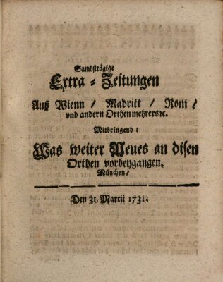 Mercurii Relation, oder wochentliche Ordinari Zeitungen von underschidlichen Orthen (Süddeutsche Presse) Samstag 31. März 1731