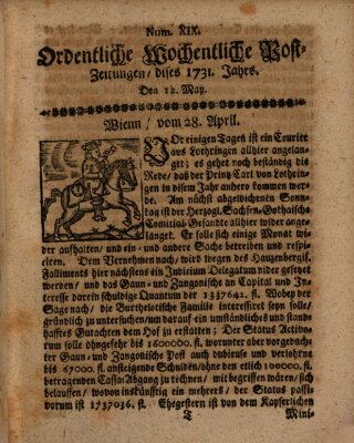 Ordentliche wochentliche Post-Zeitungen Samstag 12. Mai 1731