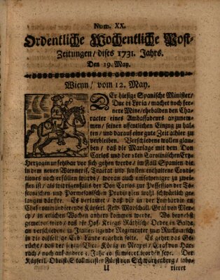 Ordentliche wochentliche Post-Zeitungen Samstag 19. Mai 1731