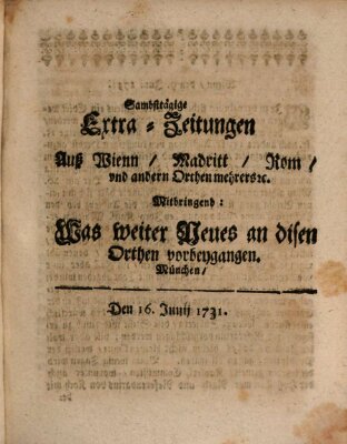 Mercurii Relation, oder wochentliche Ordinari Zeitungen von underschidlichen Orthen (Süddeutsche Presse) Samstag 16. Juni 1731