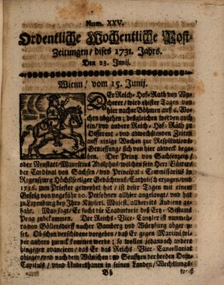 Ordentliche wochentliche Post-Zeitungen Samstag 23. Juni 1731