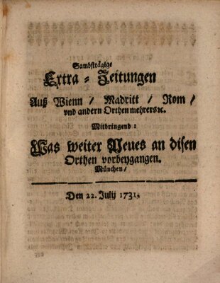 Mercurii Relation, oder wochentliche Ordinari Zeitungen von underschidlichen Orthen (Süddeutsche Presse) Sonntag 22. Juli 1731