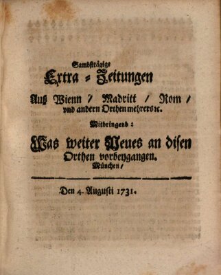 Mercurii Relation, oder wochentliche Ordinari Zeitungen von underschidlichen Orthen (Süddeutsche Presse) Samstag 4. August 1731