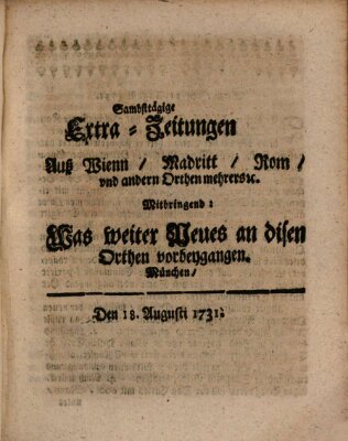 Mercurii Relation, oder wochentliche Ordinari Zeitungen von underschidlichen Orthen (Süddeutsche Presse) Samstag 18. August 1731