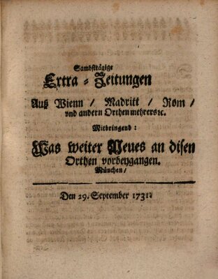 Mercurii Relation, oder wochentliche Ordinari Zeitungen von underschidlichen Orthen (Süddeutsche Presse) Samstag 29. September 1731