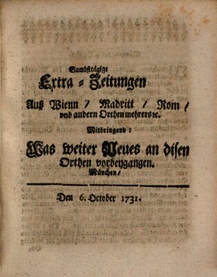 Mercurii Relation, oder wochentliche Ordinari Zeitungen von underschidlichen Orthen (Süddeutsche Presse) Samstag 6. Oktober 1731