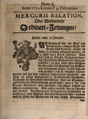 Mercurii Relation, oder wochentliche Ordinari Zeitungen von underschidlichen Orthen (Süddeutsche Presse) Samstag 9. Februar 1732