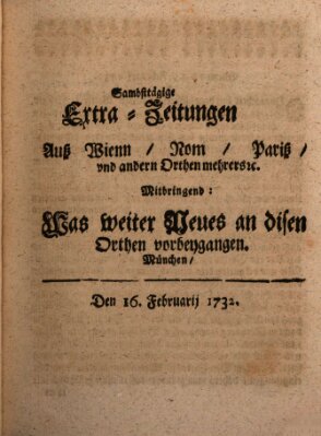 Mercurii Relation, oder wochentliche Ordinari Zeitungen von underschidlichen Orthen (Süddeutsche Presse) Samstag 16. Februar 1732