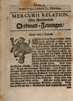 Mercurii Relation, oder wochentliche Ordinari Zeitungen von underschidlichen Orthen (Süddeutsche Presse) Samstag 1. März 1732