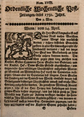 Ordentliche wochentliche Post-Zeitungen Samstag 3. Mai 1732