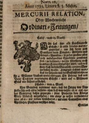 Mercurii Relation, oder wochentliche Ordinari Zeitungen von underschidlichen Orthen (Süddeutsche Presse) Samstag 3. Mai 1732