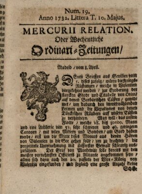 Mercurii Relation, oder wochentliche Ordinari Zeitungen von underschidlichen Orthen (Süddeutsche Presse) Samstag 10. Mai 1732