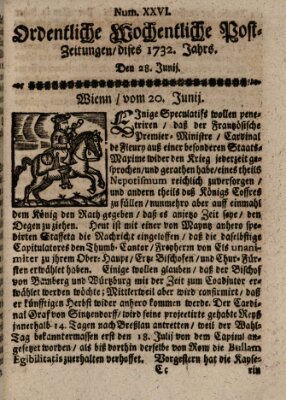 Ordentliche wochentliche Post-Zeitungen Saturday 28. June 1732