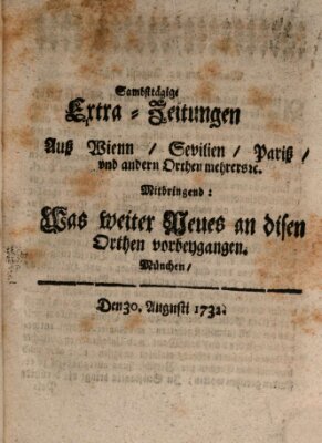 Mercurii Relation, oder wochentliche Ordinari Zeitungen von underschidlichen Orthen (Süddeutsche Presse) Samstag 30. August 1732