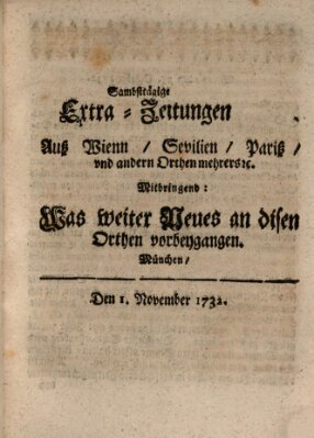 Mercurii Relation, oder wochentliche Ordinari Zeitungen von underschidlichen Orthen (Süddeutsche Presse) Samstag 1. November 1732