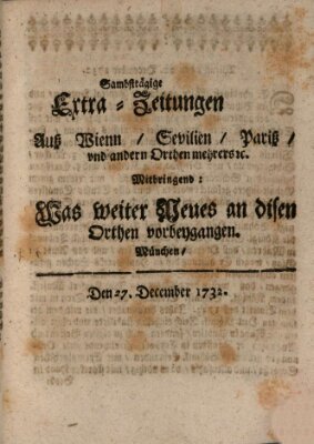 Mercurii Relation, oder wochentliche Ordinari Zeitungen von underschidlichen Orthen (Süddeutsche Presse) Samstag 27. Dezember 1732