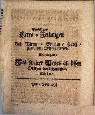 Mercurii Relation, oder wochentliche Ordinari Zeitungen von underschidlichen Orthen (Süddeutsche Presse) Samstag 4. Juli 1733