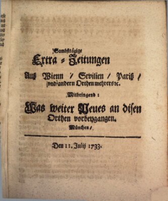 Mercurii Relation, oder wochentliche Ordinari Zeitungen von underschidlichen Orthen (Süddeutsche Presse) Samstag 11. Juli 1733