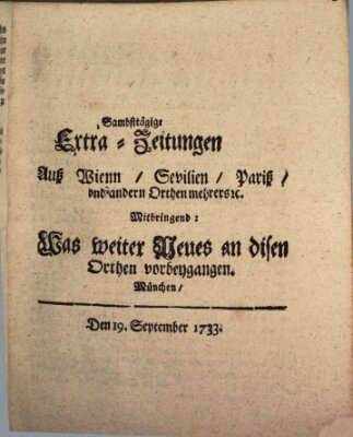 Mercurii Relation, oder wochentliche Ordinari Zeitungen von underschidlichen Orthen (Süddeutsche Presse) Samstag 19. September 1733