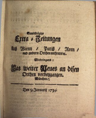 Mercurii Relation, oder wochentliche Ordinari Zeitungen von underschidlichen Orthen (Süddeutsche Presse) Samstag 9. Januar 1734