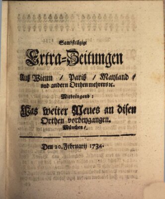 Mercurii Relation, oder wochentliche Ordinari Zeitungen von underschidlichen Orthen (Süddeutsche Presse) Samstag 20. Februar 1734