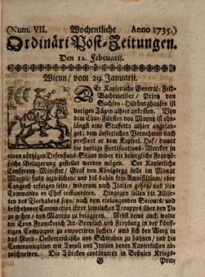 Wochentliche Ordinari Post-Zeitungen (Ordentliche wochentliche Post-Zeitungen) Samstag 12. Februar 1735