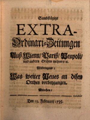 Mercurii Relation, oder wochentliche Ordinari Zeitungen von underschidlichen Orthen (Süddeutsche Presse) Samstag 19. Februar 1735