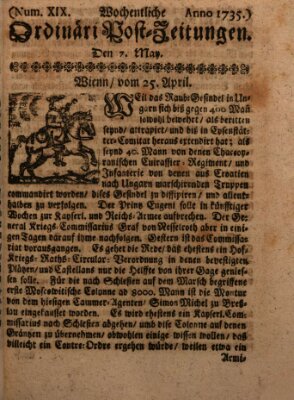 Wochentliche Ordinari Post-Zeitungen (Ordentliche wochentliche Post-Zeitungen) Samstag 7. Mai 1735