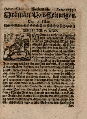 Wochentliche Ordinari Post-Zeitungen (Ordentliche wochentliche Post-Zeitungen) Samstag 21. Mai 1735