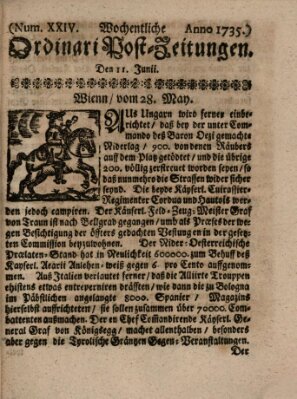 Wochentliche Ordinari Post-Zeitungen (Ordentliche wochentliche Post-Zeitungen) Samstag 11. Juni 1735