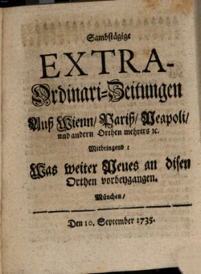 Mercurii Relation, oder wochentliche Ordinari Zeitungen von underschidlichen Orthen (Süddeutsche Presse) Samstag 10. September 1735