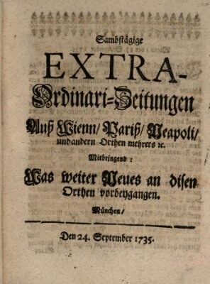 Mercurii Relation, oder wochentliche Ordinari Zeitungen von underschidlichen Orthen (Süddeutsche Presse) Samstag 24. September 1735